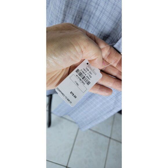 John Varvatos Regu Fit Dress Shirt Button Up Size 36/37 17 1/2 Plaid Royal Bl - Picture 8 of 16